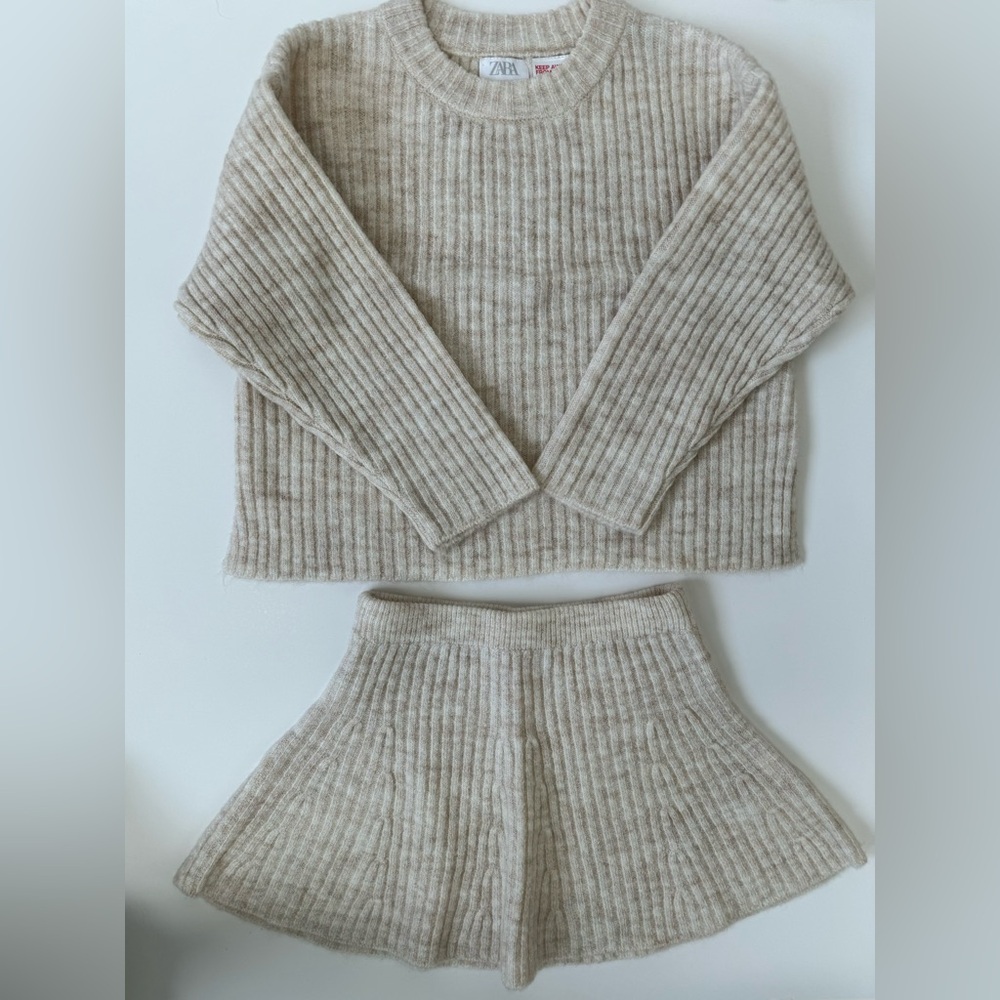 Girls Zara Cashmere Sweater & Skirt Set